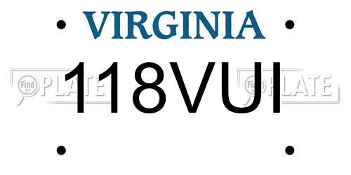 118VUI Virginia License Plate