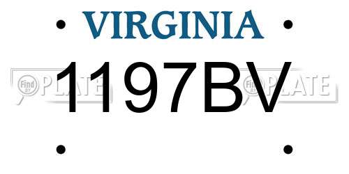 1197BV Virginia License Plate