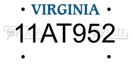 11AT952 Virginia License Plate