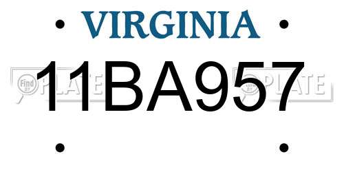 11BA957 Virginia License Plate