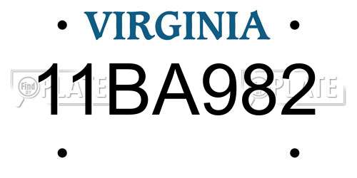 11BA982 Virginia License Plate