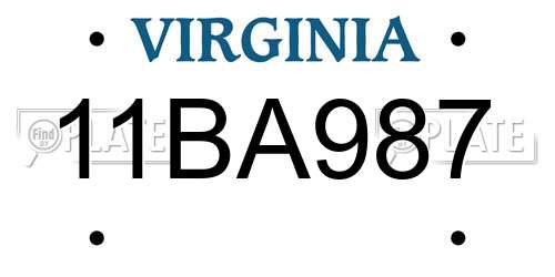 11BA987 Virginia License Plate