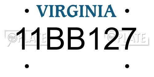 11BB127 Virginia License Plate