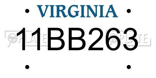 11BB263 Virginia License Plate