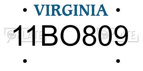 11BO809 Virginia License Plate