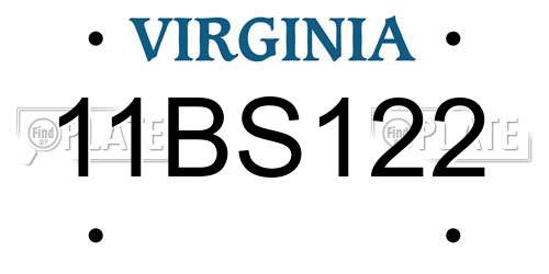 11BS122 Virginia License Plate