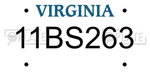11BS263 Virginia License Plate