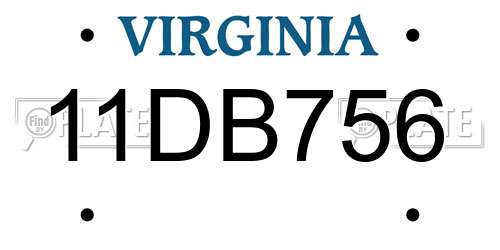 11DB756 Virginia License Plate