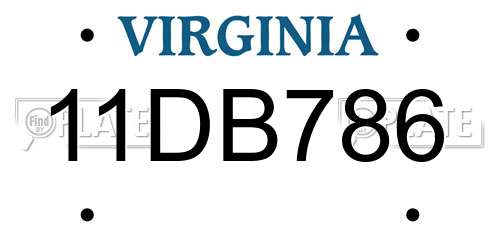 11DB786 Virginia License Plate