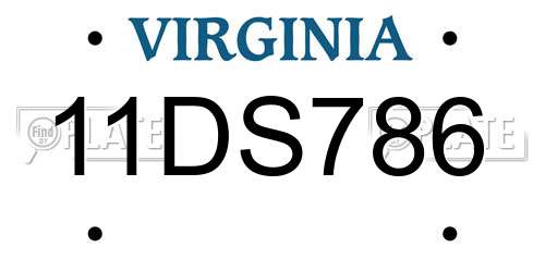 11DS786 Virginia License Plate