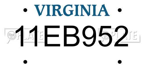 11EB952 Virginia License Plate