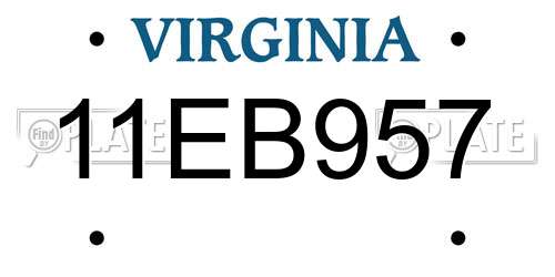 11EB957 Virginia License Plate