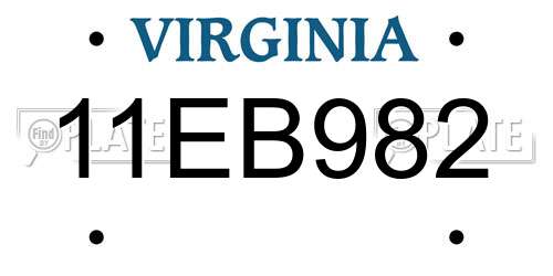 11EB982 Virginia License Plate