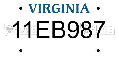 11EB987 Virginia License Plate