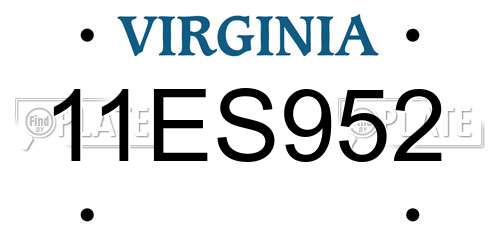 11ES952 Virginia License Plate