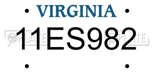11ES982 Virginia License Plate