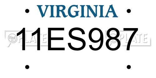 11ES987 Virginia License Plate