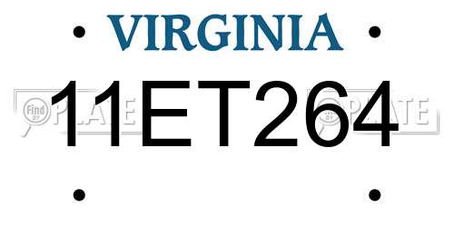 11ET264 Virginia License Plate