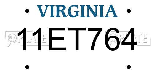 11ET764 Virginia License Plate