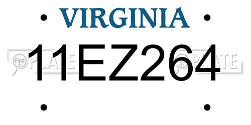 11EZ264 Virginia License Plate