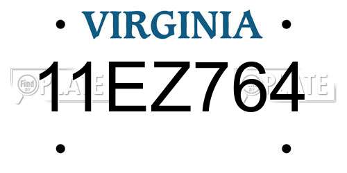11EZ764 Virginia License Plate