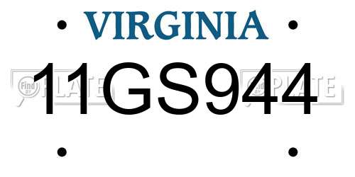 11GS944 Virginia License Plate