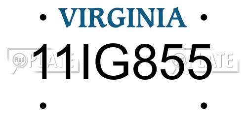11IG855 Virginia License Plate