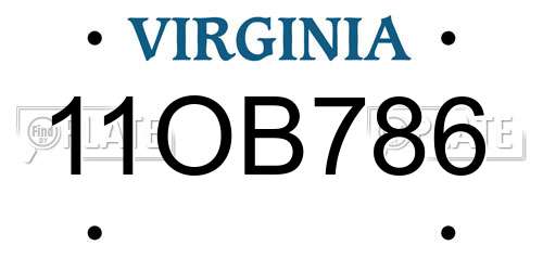 11OB786 Virginia License Plate
