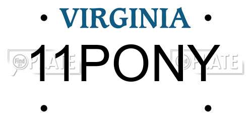11PONY Virginia License Plate