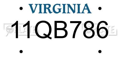 11QB786 Virginia License Plate