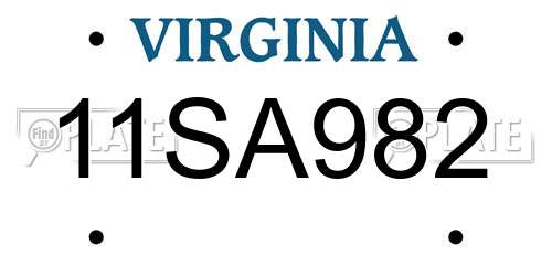 11SA982 Virginia License Plate