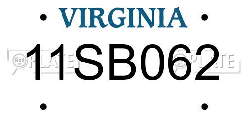 11SB062 Virginia License Plate