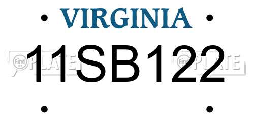 11SB122 Virginia License Plate