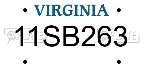 11SB263 Virginia License Plate