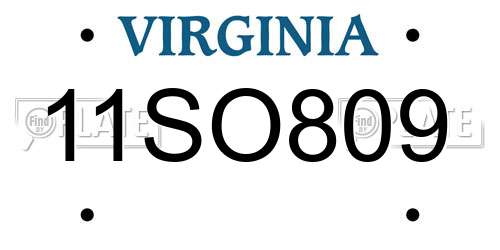 11SO809 Virginia License Plate