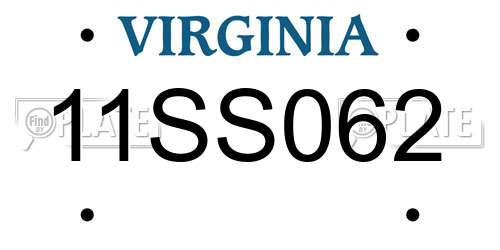 11SS062 Virginia License Plate