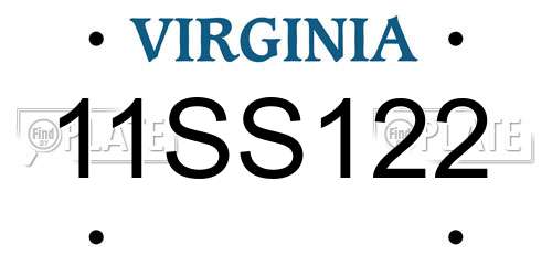 11SS122 Virginia License Plate