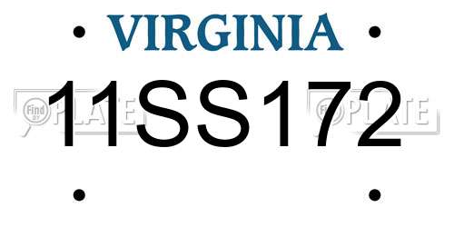 11SS172 Virginia License Plate