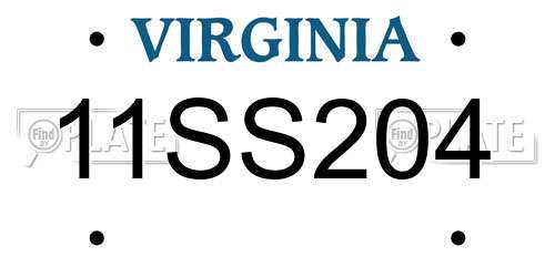 11SS204 Virginia License Plate
