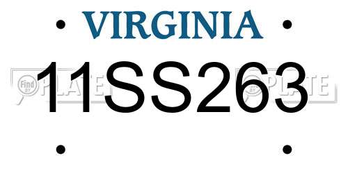 11SS263 Virginia License Plate
