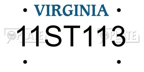 11ST113 Virginia License Plate