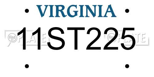 11ST225 Virginia License Plate