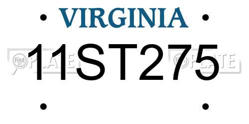 11ST275 Virginia License Plate