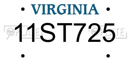 11ST725 Virginia License Plate