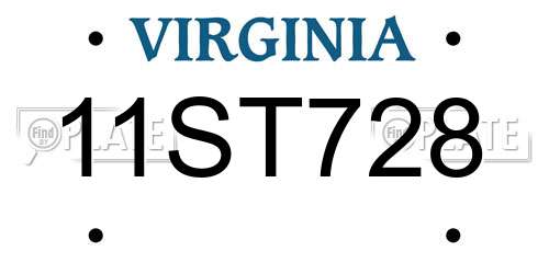 11ST728 Virginia License Plate