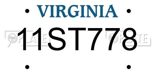 11ST778 Virginia License Plate