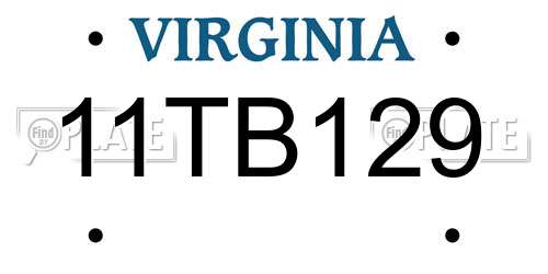11TB129 Virginia License Plate