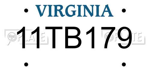 11TB179 Virginia License Plate
