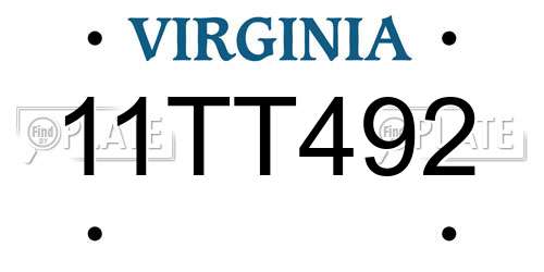 11TT492 Virginia License Plate