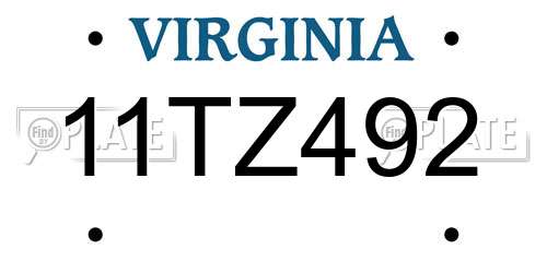 11TZ492 Virginia License Plate